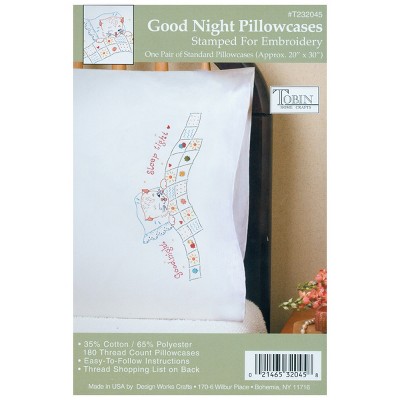 Tobin Stamped For Embroidery Pillowcase Pair 20"X30"-Good Night
