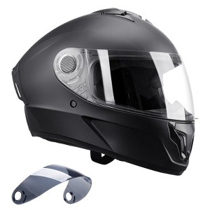 VEVOR Motorcycle Helmet, Full Face, Smart Street ABS & High Density Helmet with Bluetooth Slot & Interchangeable Lens, Black - 1 of 4
