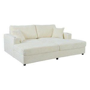GlasFlength Sectional Sofas, Contemporary Sectional Sofa,   Compact Size, Comfortable Seating,  for Living Rooms or Bedrooms, Beige, 86.5"*62"*34.5" - 1 of 4