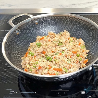 Lexi Home 5-Quart Stainless Steel Nonstick Wok with Glass Lid