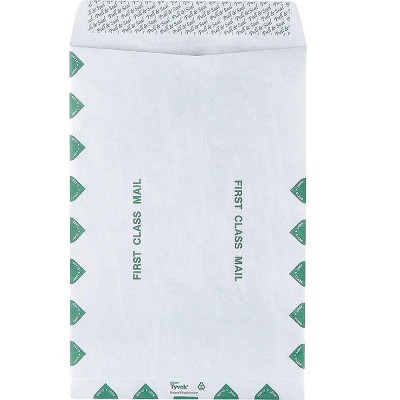 HITOUCH BUSINESS SERVICES EasyClose Catalog Envelopes 10" x 15" White with Green Diamond Border 100