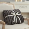 Amelie Home Soft Faux Fur Throw Blanket, Faux Rabbit Fur Striped Throw Blanket - 2 of 4