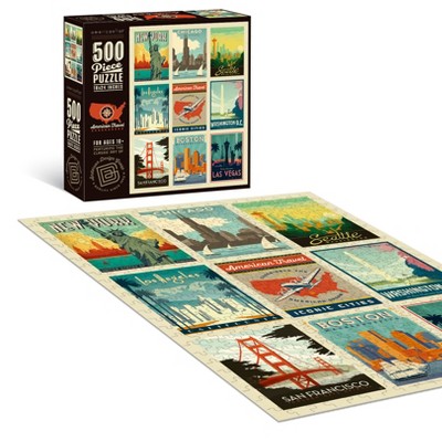 Americanflat 500 Piece Jigsaw Puzzle, 18x24 Inches, "American Travel USA " Art by Anderson Design Group