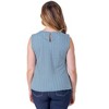 24seven Comfort Apparel Womens Blue Print Pleated Crew Neckline Back Closure Sleeveless Top - 3 of 4