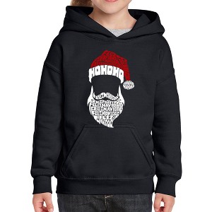 LA Pop Art Feliz Navidad Santa Claus - Girl's Word Art Hooded Sweatshirt - 1 of 4