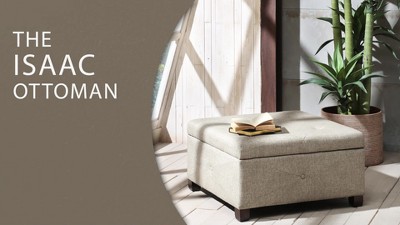 Charcoal Tufted Square Storage Ottoman with Graduated Legs