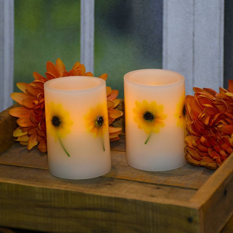 2ct Dried Flowers LED Flickering Candle, 4 of 5