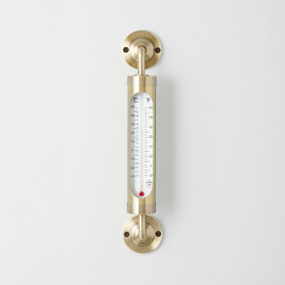 Brass Outdoor Weather Thermometer - Hearth & Hand™ with Magnolia: Wall-Mountable, Analog Display
