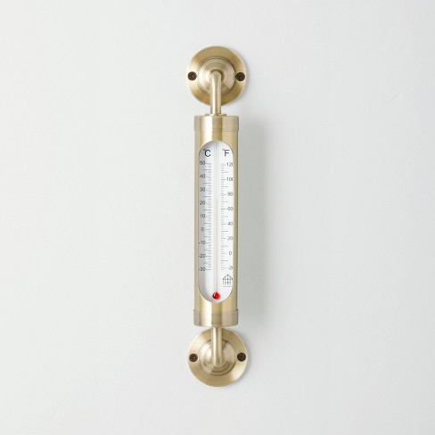 Indoor/Outdoor Thermometer - High Contrast, Satin Nickel Finish