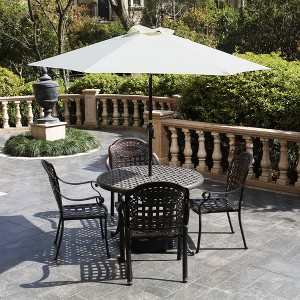 Okak 7.5 Ft Patio Umbrella,Table Umbrella for Patio,Pool&Garden,Market Umbrella Outdoor with Crank&Push Button Tilt,Base Not Included,Beige - 1 of 4