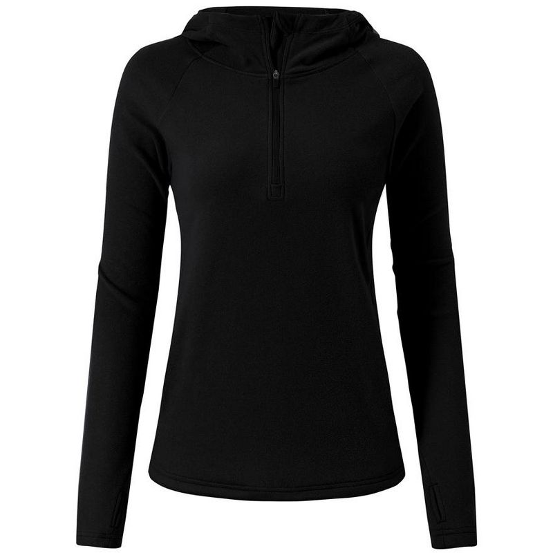 Womens Hoodies Half Zip Fleece Lined Sweatshirts Pull Over Fall Outfits with Thumb Holes, 1 of 8