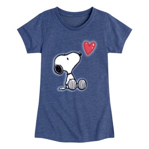 Girls' - Peanuts - Snoopy Heart Fitted Short Sleeve Graphic T-Shirt - 1 of 4