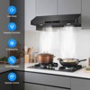 30 inch Range Hood with 3 Speed Exhaust Fan, 700CFM Kitchen Stove Vent Hood, Time Setting, 2x1.5W LED Lamps, 2 Dishwasher-safe Stainless Steel Filters - 3 of 4