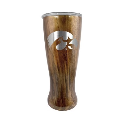 NCAA Iowa Hawkeyes 20oz Woodgrain Stainless Steel Pilsner Glass