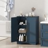 Costway Floor Storage Cabinet Modern Storage Organizer with Adjustable Shelves &2 Doors Black/Blue/Gray/White - 2 of 4