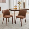 Dining Chair Set of 4, Leather Upholstered Dining Chair with Wood Legs, Wing Backrest, Wooden Kitchen Chair, Kitchen Chairs with Thick Cushions - 2 of 4