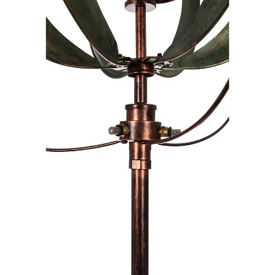 Copper and Verdigris Tulip Misting Wind Spinner with Helix Design