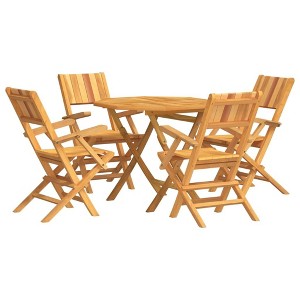 vidaXL Patio Dining Set Table and Chair Furniture 5 Piece Solid Wood Teak - 1 of 4
