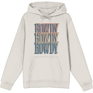 Western Howdy Repeat Text Long Sleeve Adult Hooded Sweatshirt - 1 of 2