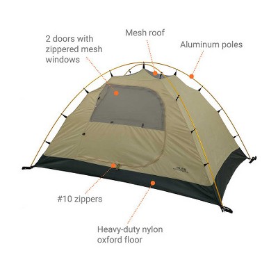 Tan Three-Season Dome Camping Tent with Carry Bag