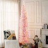 HOMCOM 8' Tall Pre-Lit Slim Noble Fir Artificial Pencil Christmas Tree with Realistic Branches, 300 Warm White LED Lights and 618 Tips, Pink - image 3 of 4