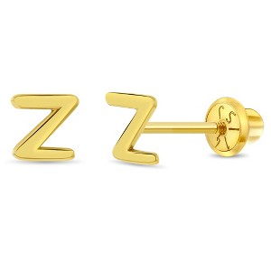 Girls' Itsy Bitsy Initial Letter Screw Back 14k Gold Earrings - In Season Jewelry - 1 of 4