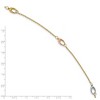 Black Bow Jewelry 14k Tri-Color Gold Cable Chain And Oval Station Anklet, 9.5-10.5 Inch - 3 of 4