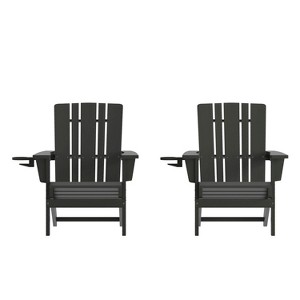 Flash Furniture Halifax Adirondack Chair with Cup Holder, Weather Resistant HDPE Adirondack Chair - 1 of 4