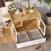 Modern Cat Litter Box Furniture Enclosure with Tempered Glass & Easy Clean Drawer, Hidden Odor Control Side Table-3irtyhousy - 2 of 4