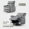 Oversized Wide Recliner Chair - Heat and Massage, PU Leather Large Manual Recliner for Adults, Comfort Lazy Chair with 1.5X Sponge Filling - 2 of 4