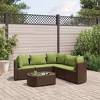 vidaXL Patio Sofa Set with Cushions Lounge Setting Outdoor Furniture Poly Rattan - Brown and Green 5 Piece - 2 of 4
