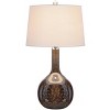Cal Lighting Nivala150W 3 Way Art Glass Table lamp with Fabric Taper Drum Shade. Priced and Sold a Pairs. - 3 of 4