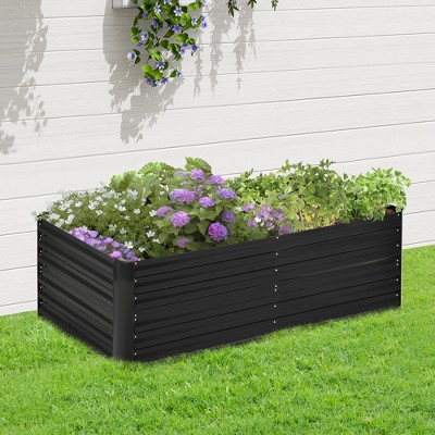 Black Galvanized Steel Outdoor Raised Garden Bed Planter