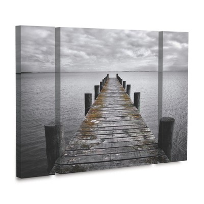 Gray and Black Dock Photography 3-Piece Canvas Wall Art Set 24'' x 32''
