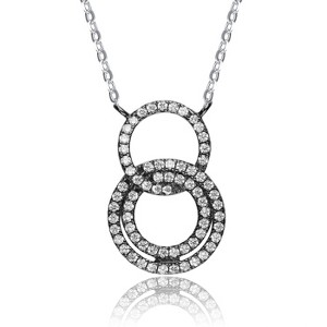 Guili Cubic Zirconia Sterling Silver Black Plating Outlined Circle Neckalce - 1 of 2