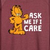 Women's - Garfield - Ask Me If I Care Lightweight French Terry Wide Neck Long Sleeve Shirt - 2 of 4