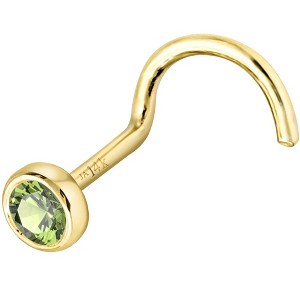 Jewelry Avalanche 22G 14K Gold Bezel-set Peridot Nose Screw Nose Stud - 1 of 3