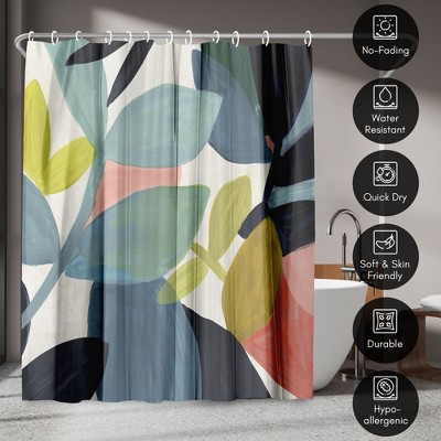 Vibrant Multicolor Abstract Leaf Polyester Shower Curtain