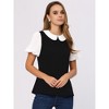 Allegra K Women's Contrast Peter Pan Collar Puff Short Sleeve Summer Top - 4 of 4