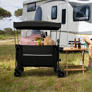 GDFStudio Crowe Collapsible Folding Steel Wagon with with All-Terrain Wheels, Side Pocket, Brakes and Drink Holders - 1 of 4