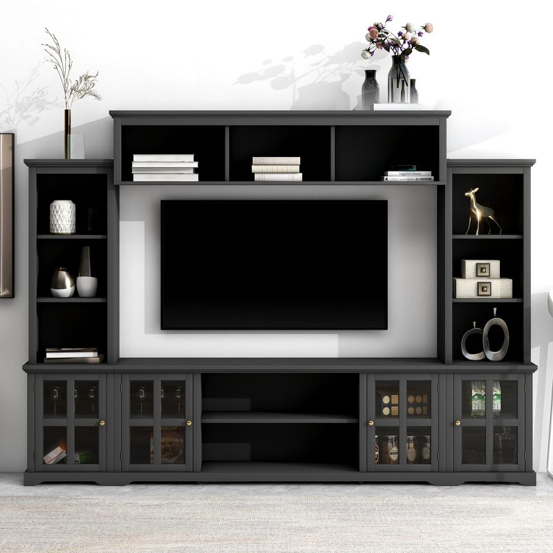 104" Minimalism Style Entertainment Wall Unit with Bridge, Modern TV Stand for TVs Up to 70" - ModernLuxe, 2 of 13