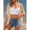 Womens Short Sleeve Cardigan Beach Cover Up Hollow-Out Sweater Cardigan Batswing Sleeve Cover Up Lightweight Cardigan - 3 of 4