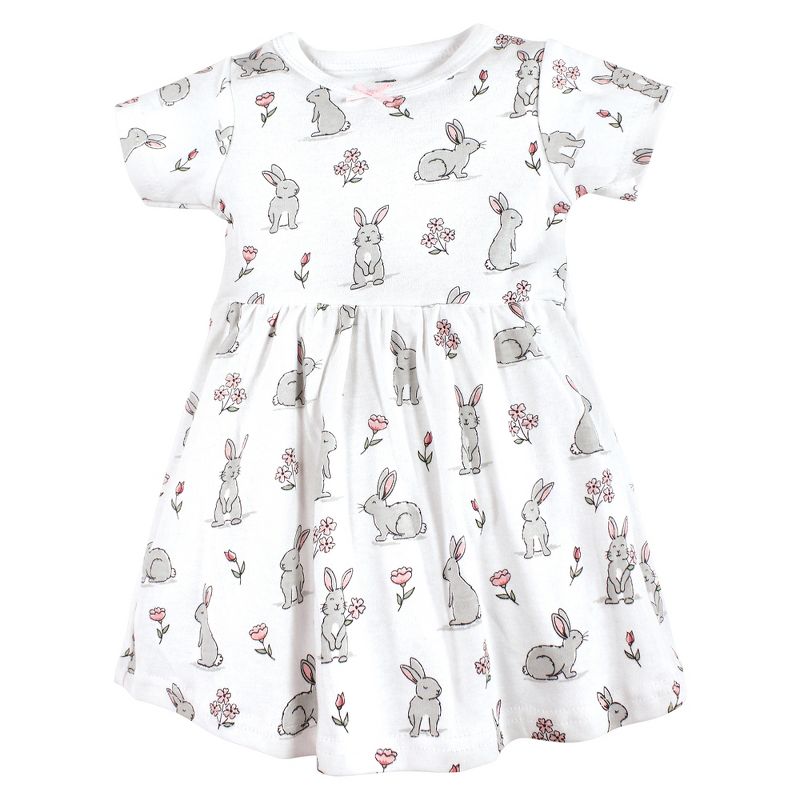Hudson Baby Infant and Toddler Girl Cotton Dresses, Bunny Floral, 4 of 6