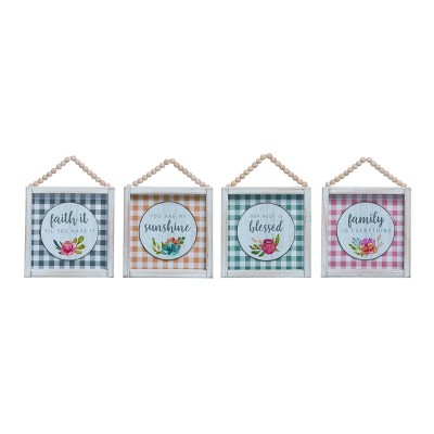 Transpac Large Wood/MDF Wall Decor Set of 4 Spring Home Decorations