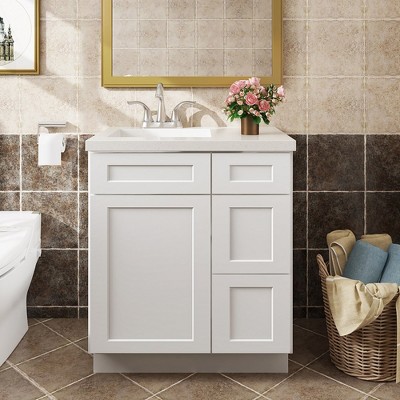 LOVMOR in Plywood Bath Vanity Cabinet with 3 Drawers without Top for Kitchen, Bathroom, Living Room