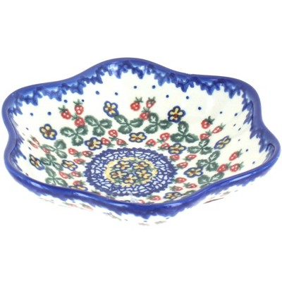 Blue Rose Polish Pottery Strawberry Garden Small Daisy Bowl