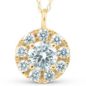 Pompeii3 14K Yellow Gold 1 1/2ct Circle Round Diamond Pendant Necklace - 1 of 4