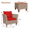 Tangkula 3 Piece Outdoor Rattan Sofa Set Wicker Conversation Furniture Set with Cushions - 2 of 4