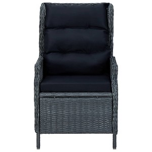 vidaXL Garden Chair Dark Grey Round PE Rattan, Powder-Coated Steel - 1 of 4