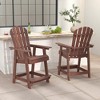 Tangkula Tall Adirondack Chair HDPE Outdoor Bar Stools with Armrests 4.5” Wide Footrest Patio Adirondack Barstools All-Weather Balcony Chairs Brown - 4 of 4